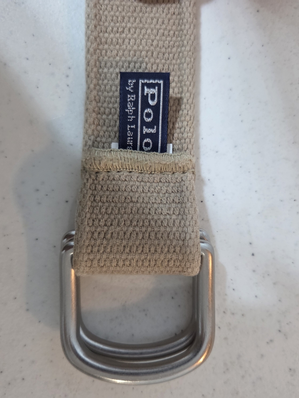 Polo by Ralph Lauren Beige Canvas D-Ring Belt, 44 Inches Long